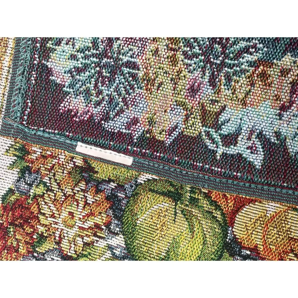 Vintage Fall Harvest Tapestry Table Runner Pumpkins Gourds Thanksgiving 68